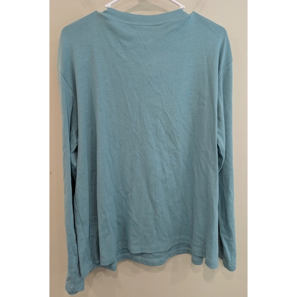 Summersalt Blue Green Button Neck Henley Cotton Top Size Medium - Picture 3 of 4